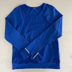 Lululemon Mind Over Miles Long Sleeve Crew Neck Top Jet Stream Blue Sz 8